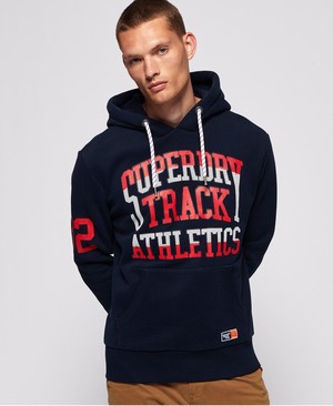 Superdry Track & Field Férfi Kapucnis Pulóver Sötétkék | YLTMP4210